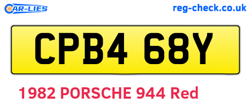 CPB468Y are the vehicle registration plates.