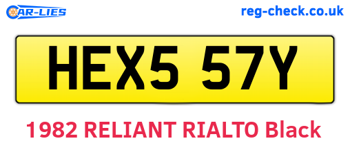 HEX557Y are the vehicle registration plates.