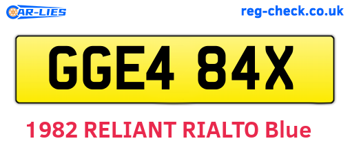 GGE484X are the vehicle registration plates.
