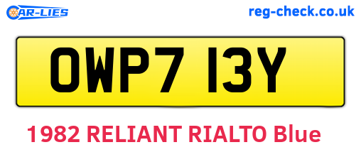 OWP713Y are the vehicle registration plates.