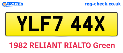 YLF744X are the vehicle registration plates.
