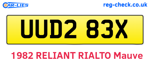 UUD283X are the vehicle registration plates.