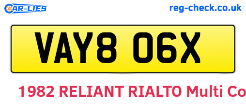VAY806X are the vehicle registration plates.
