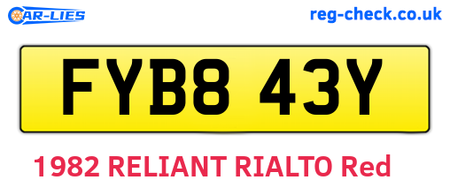 FYB843Y are the vehicle registration plates.