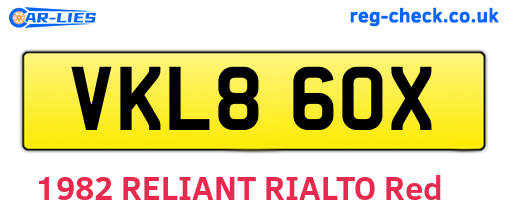 VKL860X are the vehicle registration plates.
