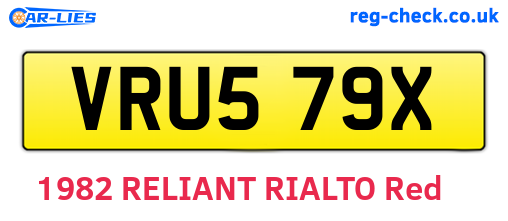 VRU579X are the vehicle registration plates.