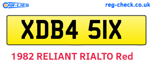 XDB451X are the vehicle registration plates.