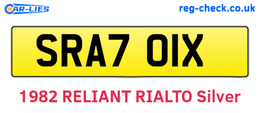 SRA701X are the vehicle registration plates.