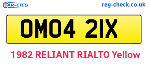 OMO421X are the vehicle registration plates.