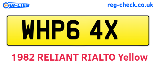 WHP64X are the vehicle registration plates.