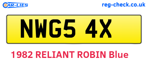 NWG54X are the vehicle registration plates.