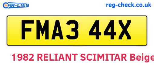 FMA344X are the vehicle registration plates.