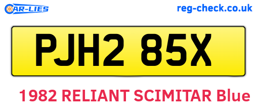 PJH285X are the vehicle registration plates.
