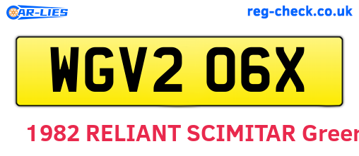 WGV206X are the vehicle registration plates.