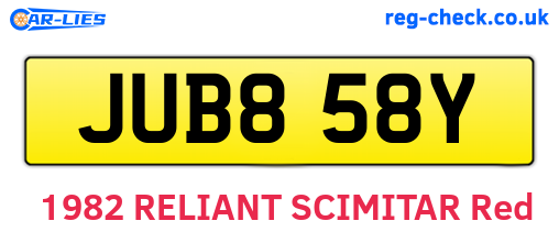 JUB858Y are the vehicle registration plates.