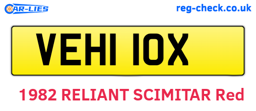 VEH110X are the vehicle registration plates.