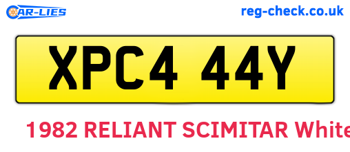 XPC444Y are the vehicle registration plates.