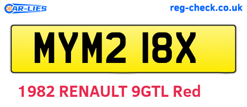 MYM218X are the vehicle registration plates.