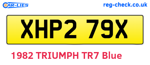 XHP279X are the vehicle registration plates.