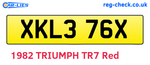 XKL376X are the vehicle registration plates.