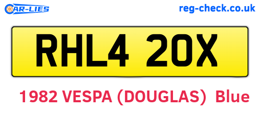 RHL420X are the vehicle registration plates.