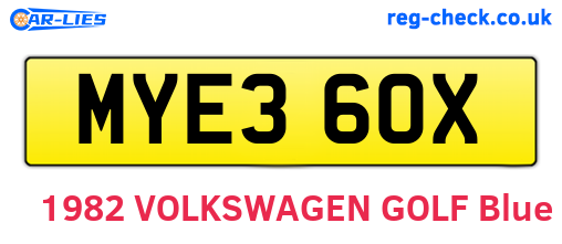 MYE360X are the vehicle registration plates.
