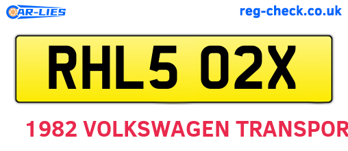 RHL502X are the vehicle registration plates.