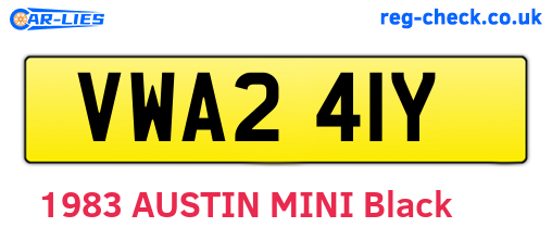VWA241Y are the vehicle registration plates.