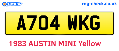 A704WKG are the vehicle registration plates.