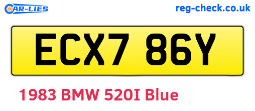 ECX786Y are the vehicle registration plates.