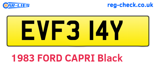 EVF314Y are the vehicle registration plates.