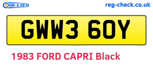 GWW360Y are the vehicle registration plates.