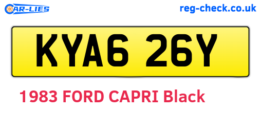 KYA626Y are the vehicle registration plates.