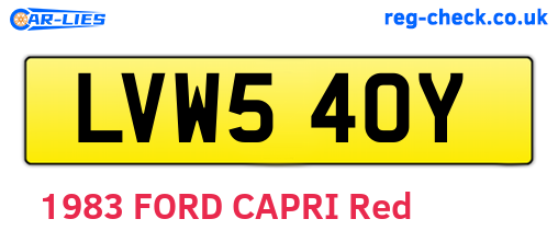 LVW540Y are the vehicle registration plates.
