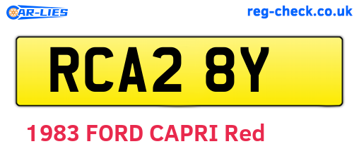 RCA28Y are the vehicle registration plates.