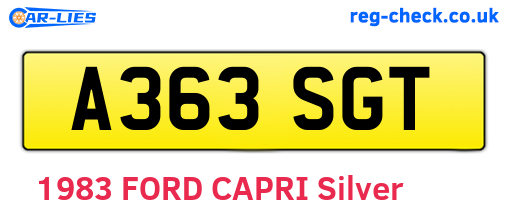 A363SGT are the vehicle registration plates.