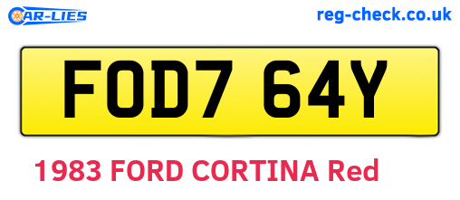FOD764Y are the vehicle registration plates.