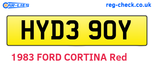 HYD390Y are the vehicle registration plates.