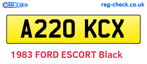A220KCX are the vehicle registration plates.
