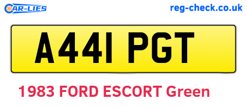 A441PGT are the vehicle registration plates.