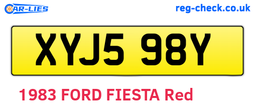 XYJ598Y are the vehicle registration plates.