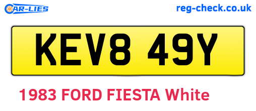 KEV849Y are the vehicle registration plates.