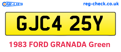 GJC425Y are the vehicle registration plates.