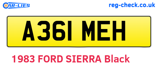 A361MEH are the vehicle registration plates.
