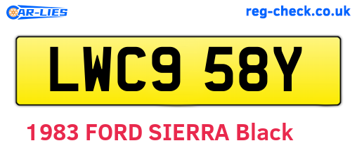 LWC958Y are the vehicle registration plates.