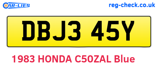 DBJ345Y are the vehicle registration plates.