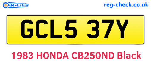 GCL537Y are the vehicle registration plates.