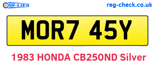 MOR745Y are the vehicle registration plates.