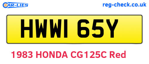 HWW165Y are the vehicle registration plates.