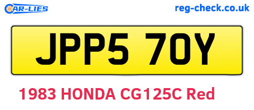 JPP570Y are the vehicle registration plates.